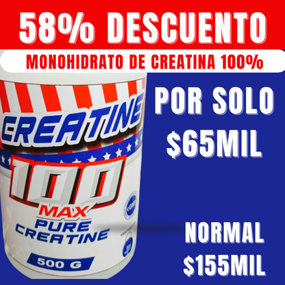 Creatina Pura (500g, 100 porciones) MONOHIDRATO DE CREATINA 100%