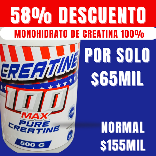Creatina Pura (500g, 100 porciones) MONOHIDRATO DE CREATINA 100%