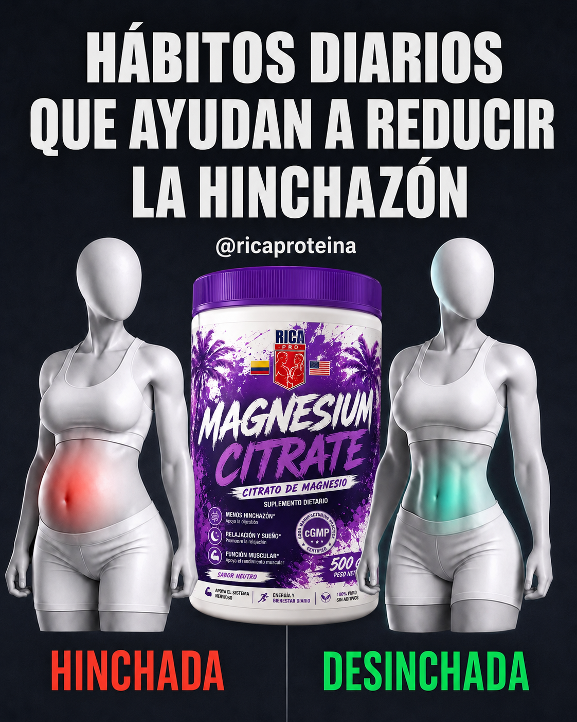 Magnesio Citrato Rica Pro 500g Bienestar que se siente. Resultados que se ven.