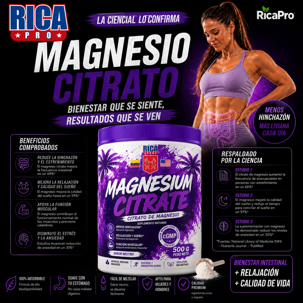 Magnesio Citrato Rica Pro 500g Bienestar que se siente. Resultados que se ven.