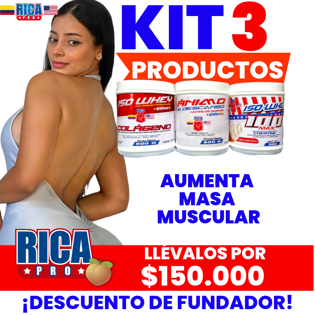 KIT 3 TARROS (500g, cada tarro, 42 porciones cada tarro)