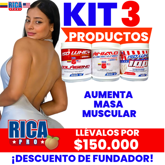 KIT 3 TARROS (500g, cada tarro, 42 porciones cada tarro)