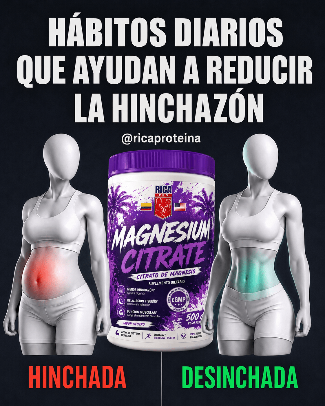 Magnesio Citrato Rica Pro 500g Bienestar que se siente. Resultados que se ven. - Rica Pro