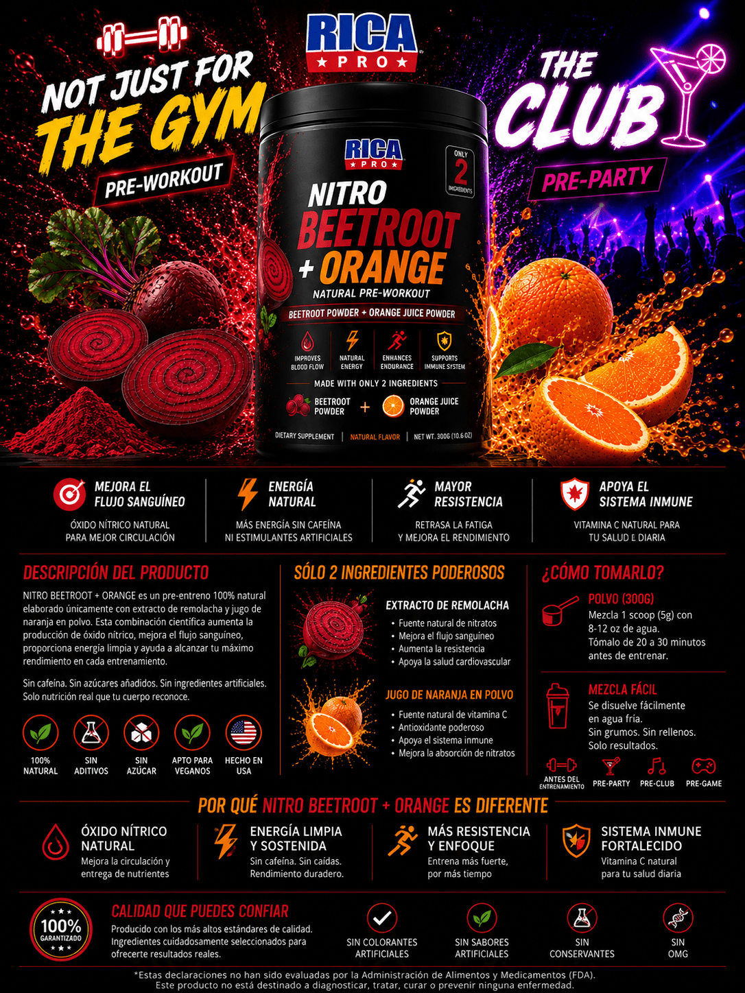 Nitro Beet Orange Rica Pro Energía Natural. Rendimiento Real. - Rica Pro